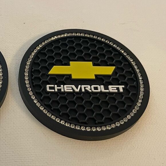Chevrolet Car Cup Holder Coasters with bling set of 2 NWT - Picture 2 of 4